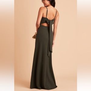 Benny Tie Back Dress in Crepe Olive - Birdy Grey Medium